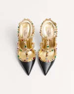 Valentino Rockstud Calfskin Pumps With Cabochon And 100Mm Crystals - Image 5